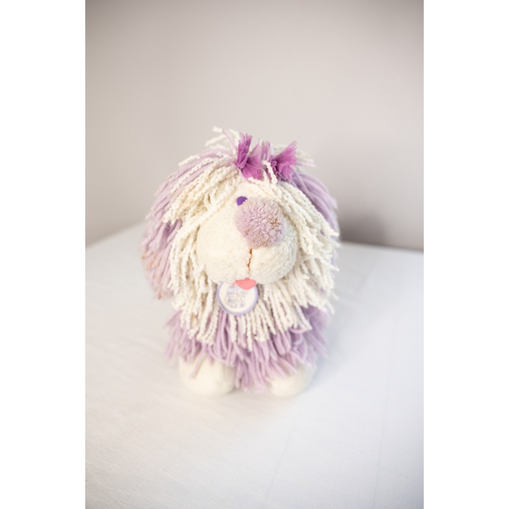 Vintage 1986 Disney Kenner Fluppy Dogs Plush 12" Purple White Yarn Hair Dog